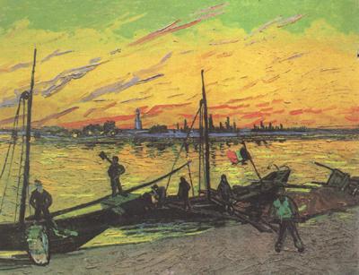 Vincent Van Gogh Coal Barges (nn04) France oil painting art